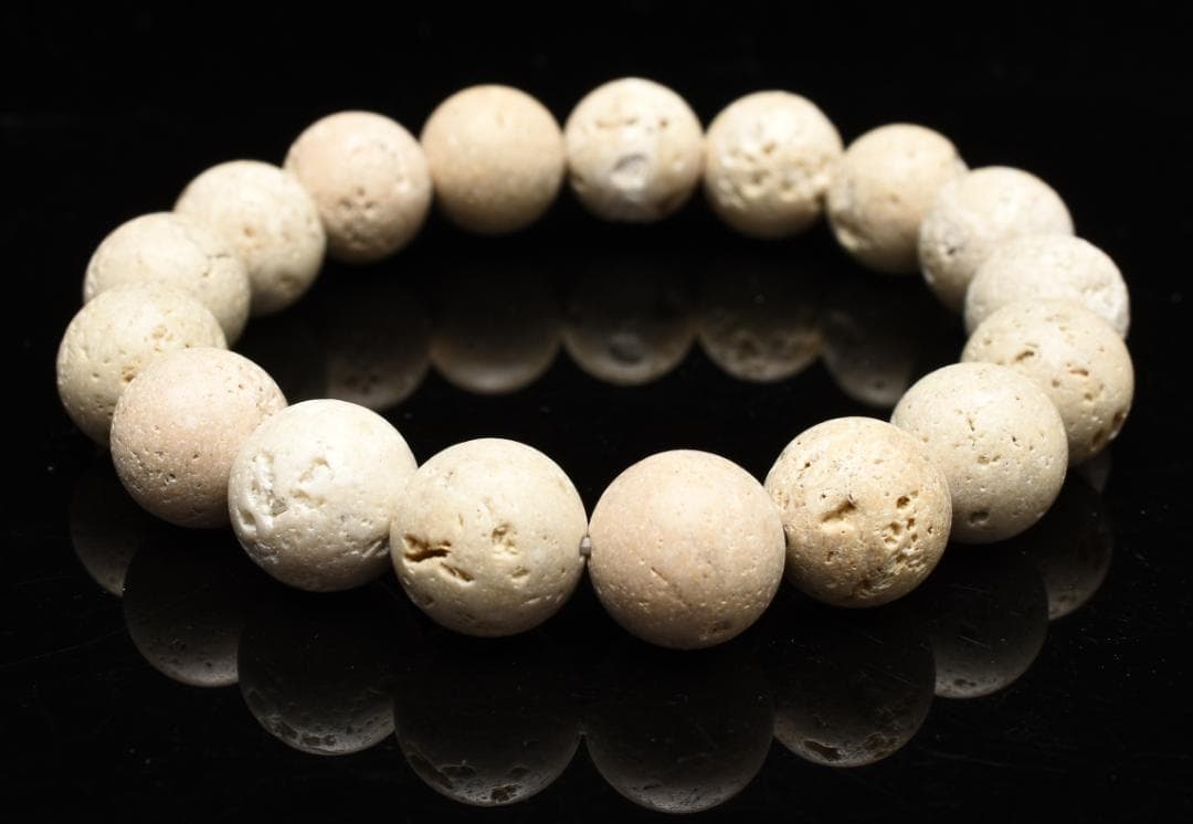 日本銘石 沖縄県産 琉球石　12mm　天然石パワーストーンブレスレット　男女兼用