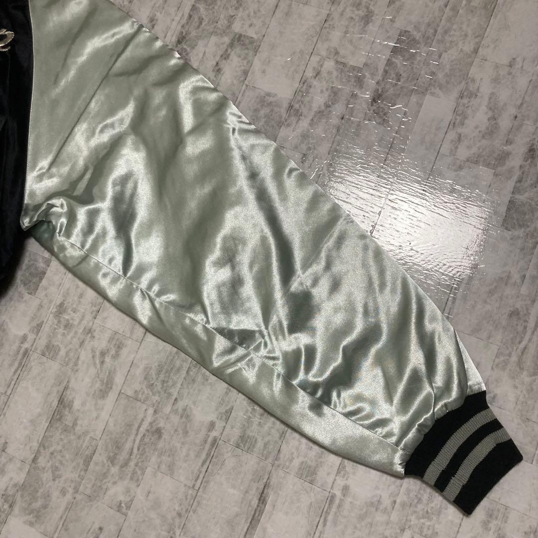 【希少】美品　Hoshihime 星姫 スカジャン 鷹 龍 刺繍 白銀　LL