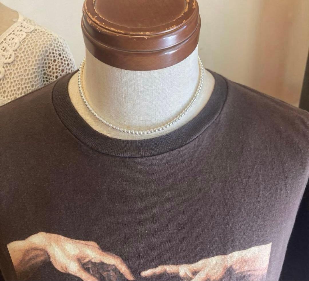 シルバー925製ラウンドビーズネックレス40cmナバホパールボールチェーン