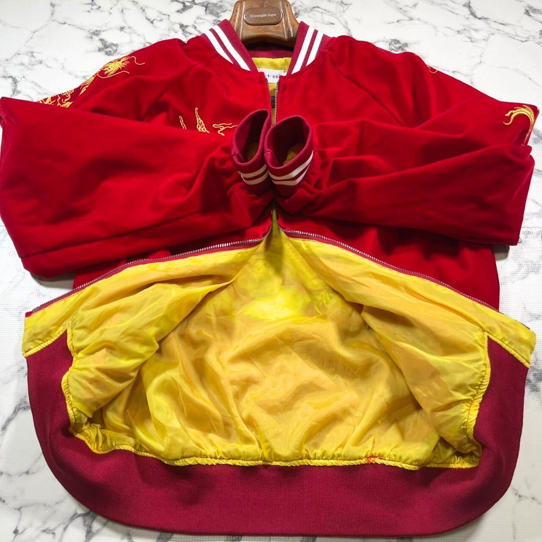 ✨未使用級✨(L) 暴走计划 別珍 ベロア スカジャン 龍 刺繍 赤 スーベニア