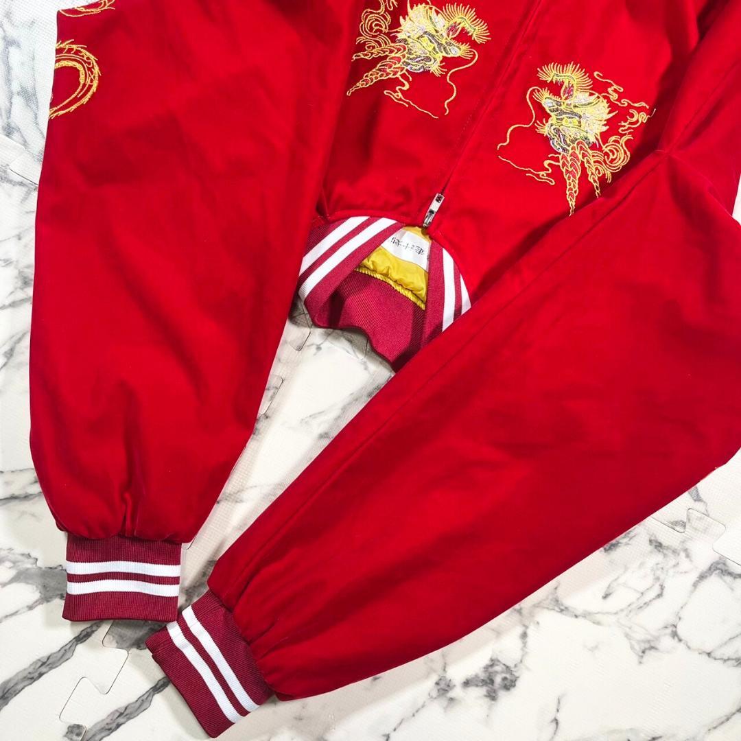 ✨未使用級✨(L) 暴走计划 別珍 ベロア スカジャン 龍 刺繍 赤 スーベニア