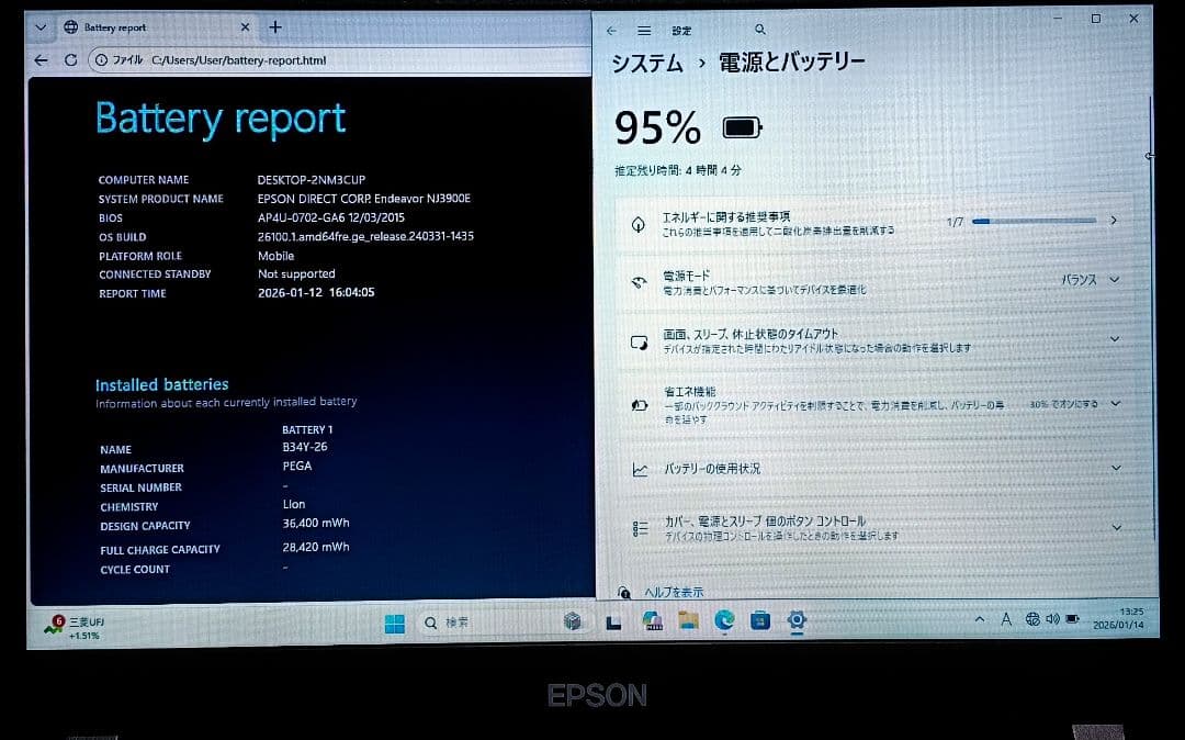 EPSON Endeavor Corei5メモリGB SSD256GB DVD