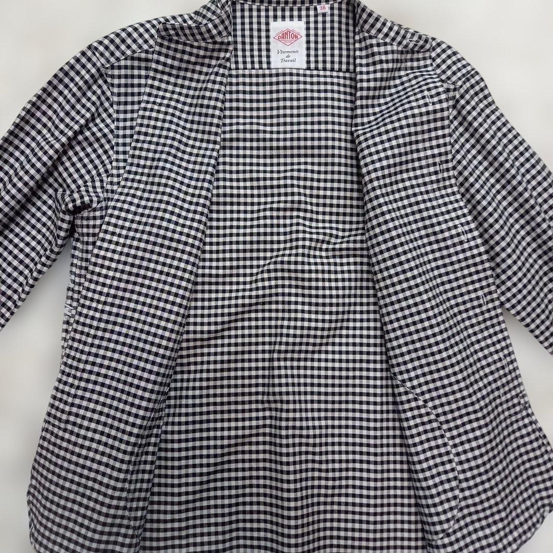 ダントン　オックスフォードギンガムチェックバンドカラーシャツ　38