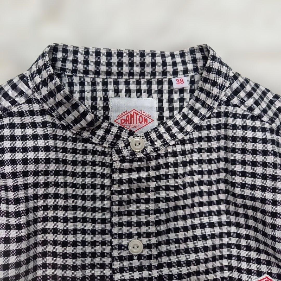 ダントン　オックスフォードギンガムチェックバンドカラーシャツ　38