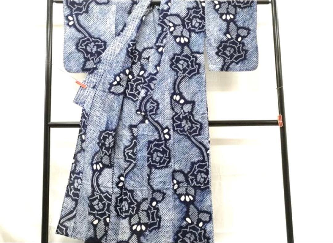 粋な大人の浴衣 ◆ 有松絞り 花繋ぎ 潔いシンプルな藍色 逸品
