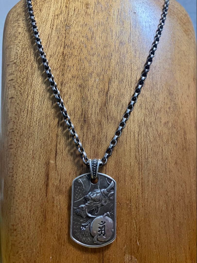 彫銀 シルバー silver 925 950 龍 竜 ネックレス