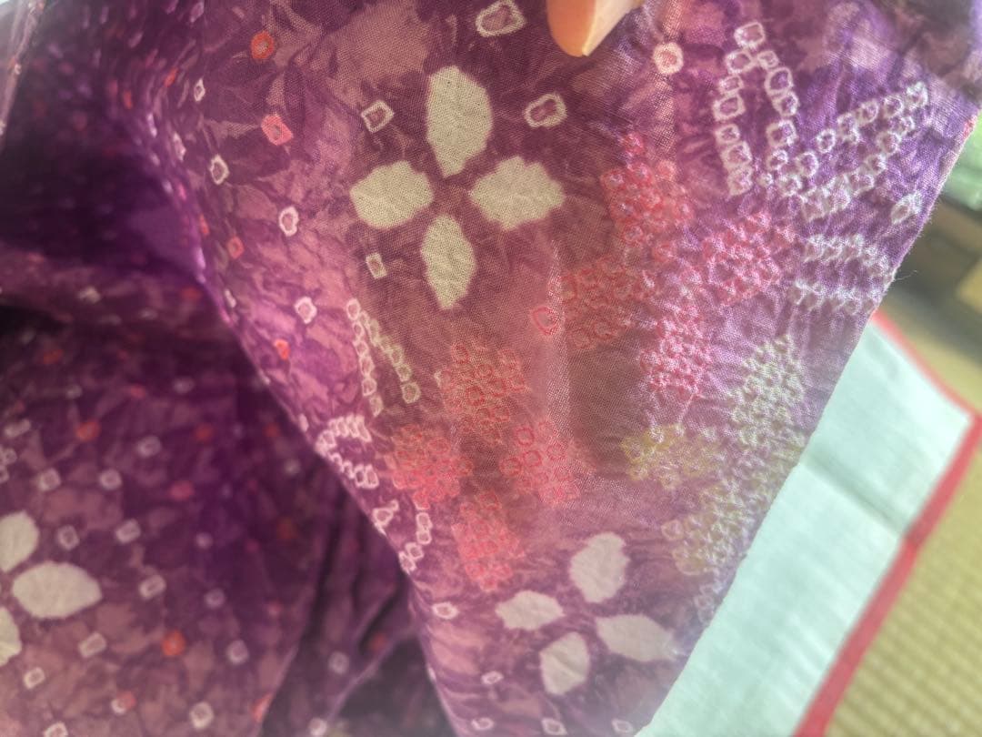 セール中❣️ 希少な色　きれいめ赤紫 有松　絞り　高級　浴衣 紫陽花　手縫い