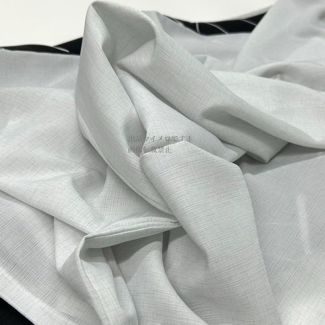 浴衣　夏　単着物　白×黒　吸湿速乾　半身仕立て　片身替わり　帯　0707③