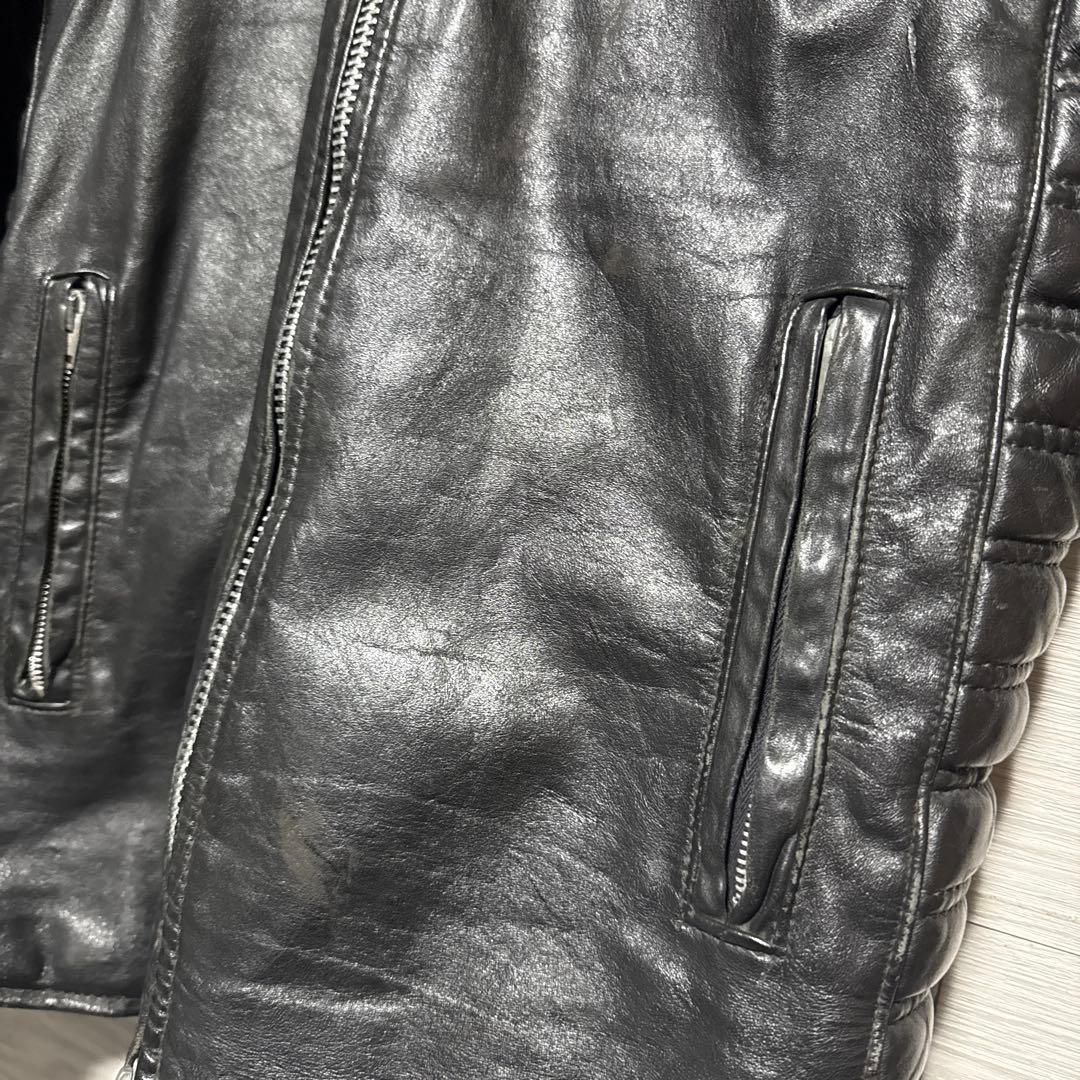 80s ヴィンテージ 本革 パデット 肉厚 シングルライダース モーターサイクル