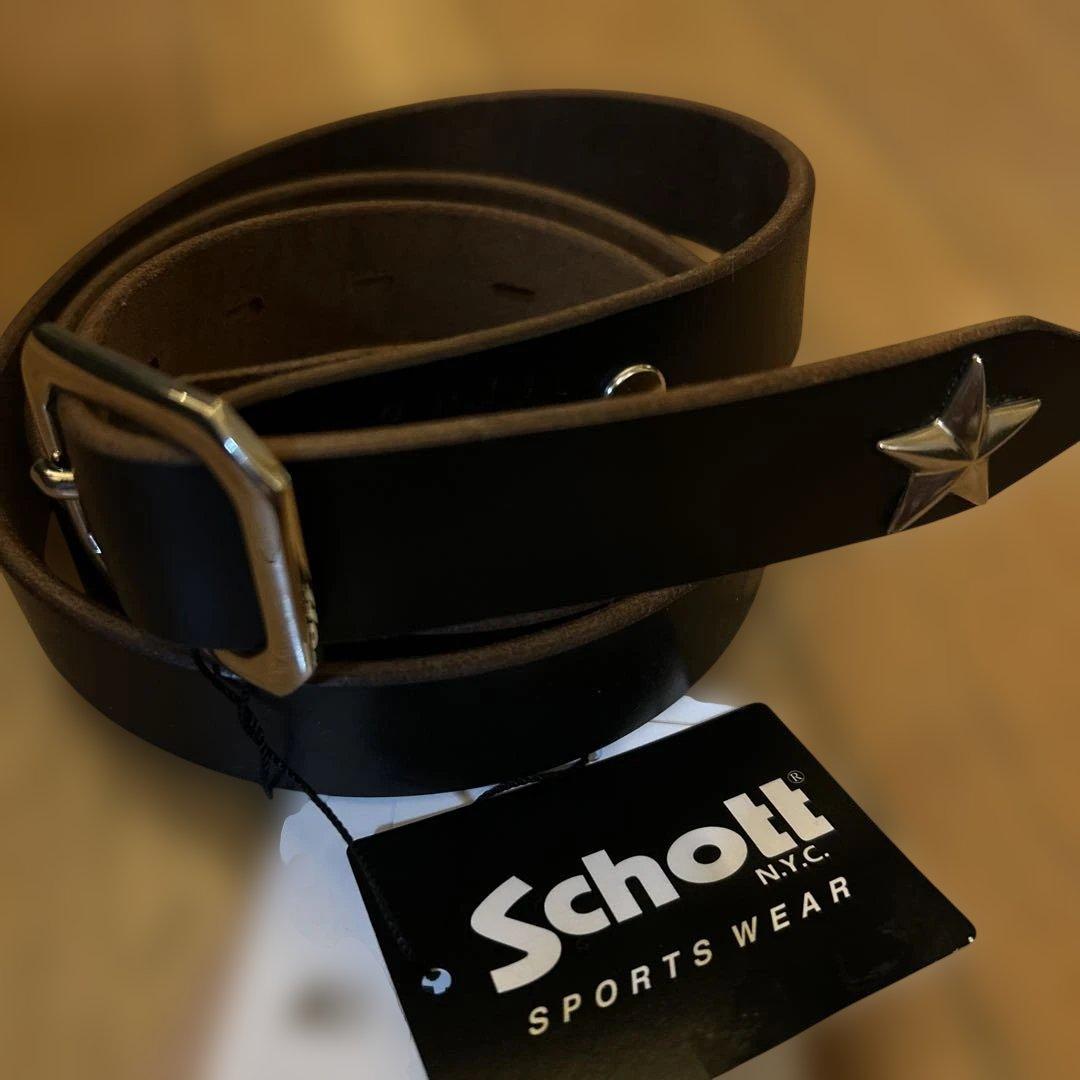 送料無料！新品　タグ付Schottブラックレザーベルト　3129046本革　34