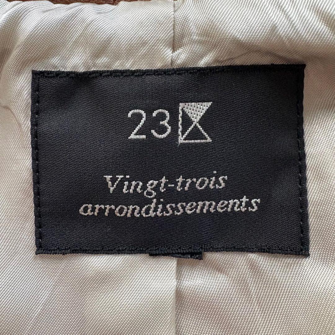 美品　23区 レザージャケット　ノーカラー　本革　羊革　ブラウン　48 4XL