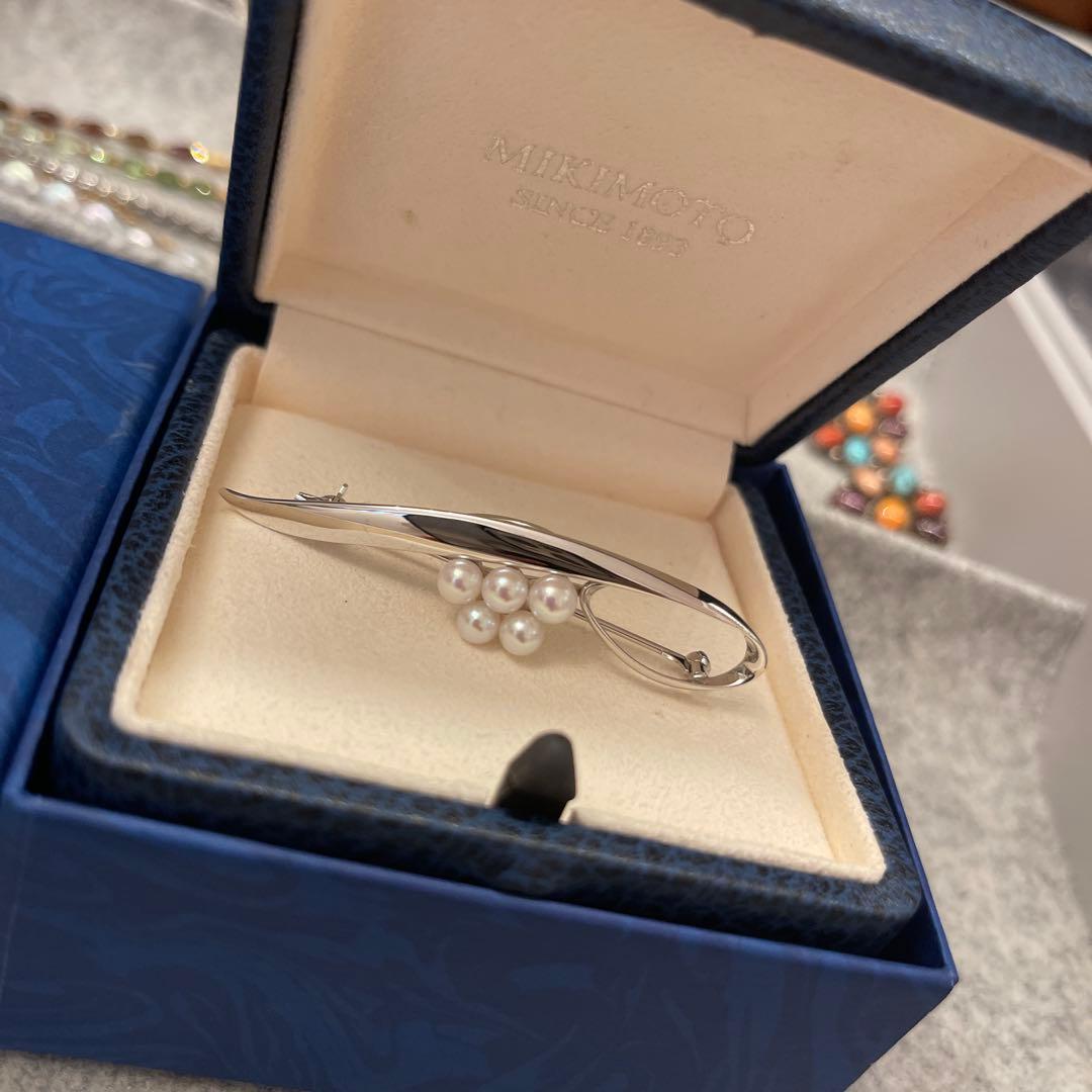 MIKIMOTO ミキモト　真珠　ベビーパール　ブローチ シルバー 5珠