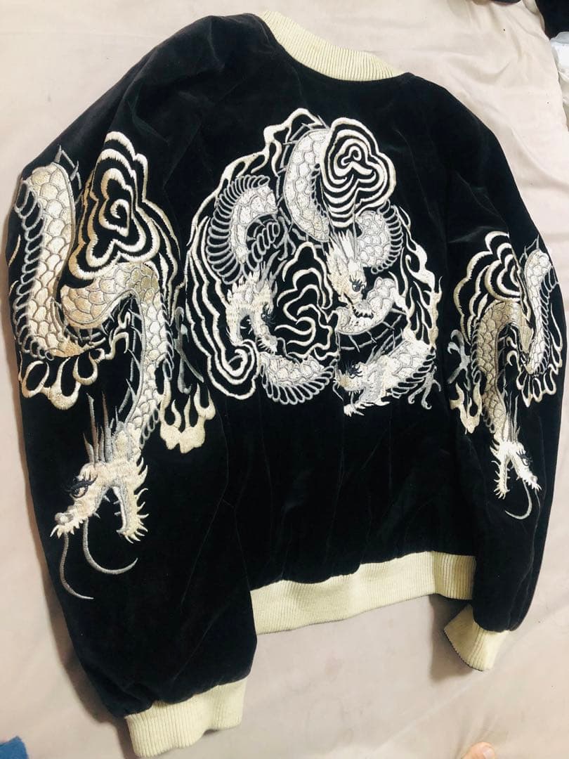 90s ２面用 別珍 Japan 龍日本限定 スカジャン レーヨンvintage