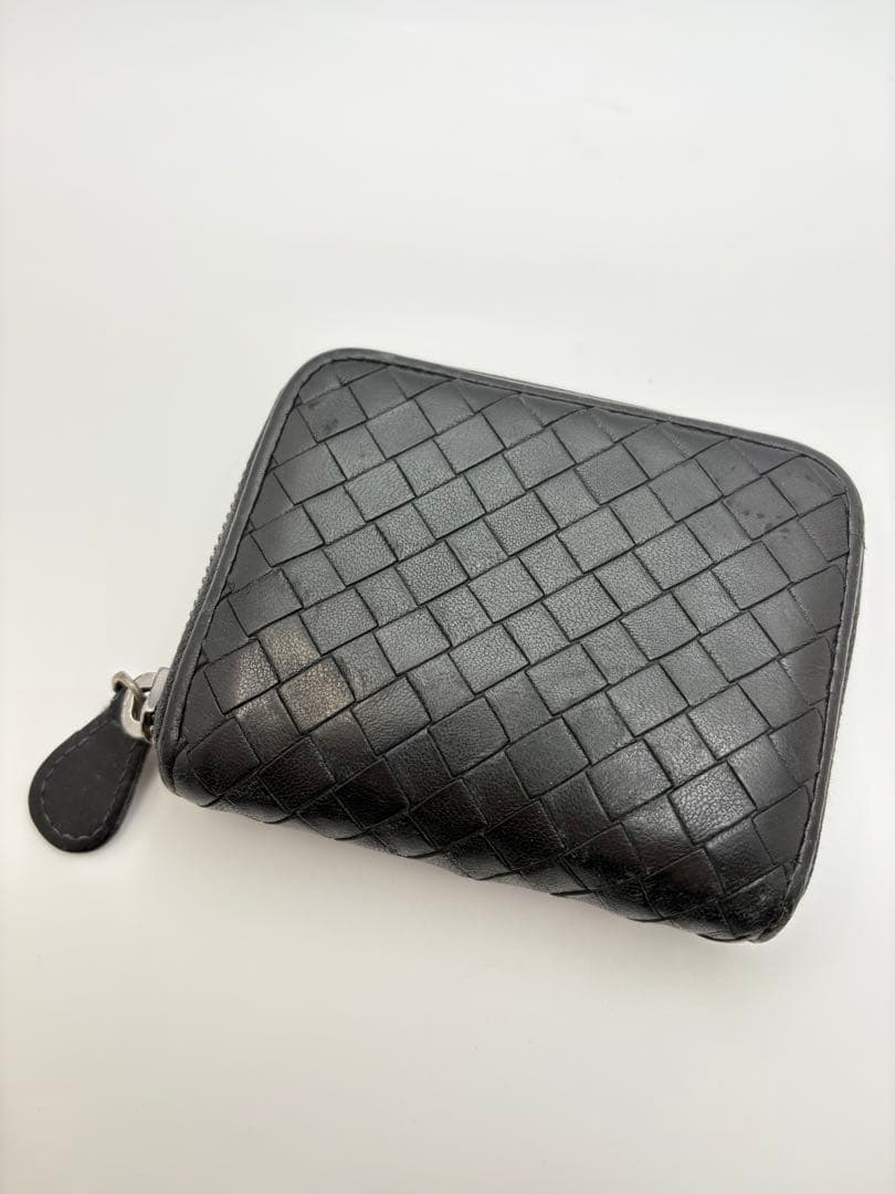 ボッテガヴェネタ ラウンドジップケース イントレチャート ブラック 黒