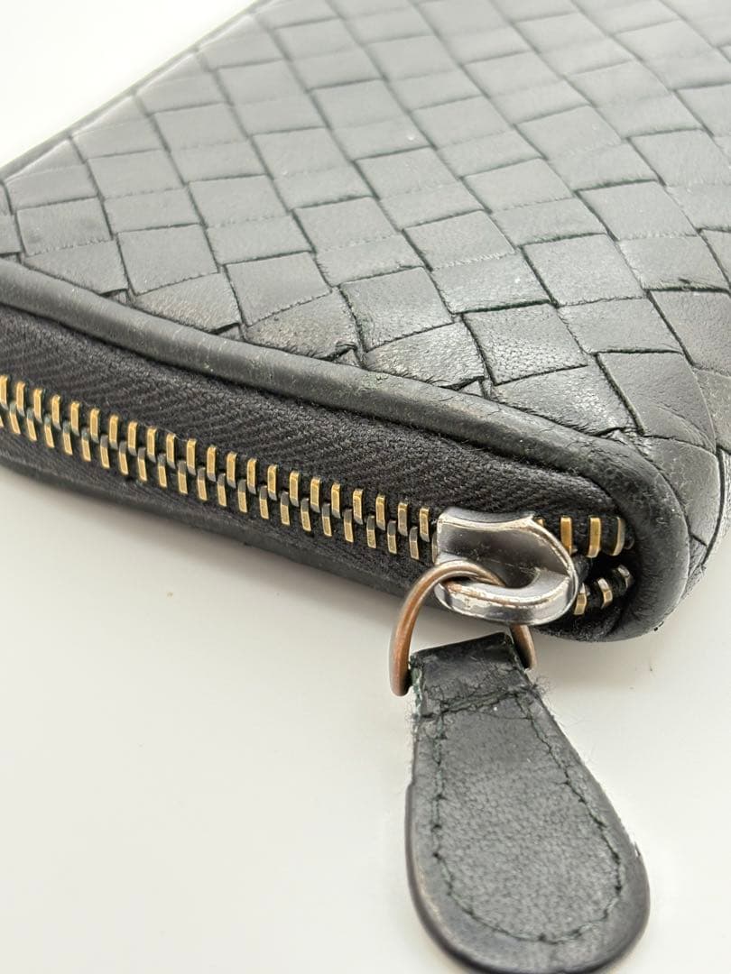 ボッテガヴェネタ ラウンドジップケース イントレチャート ブラック 黒