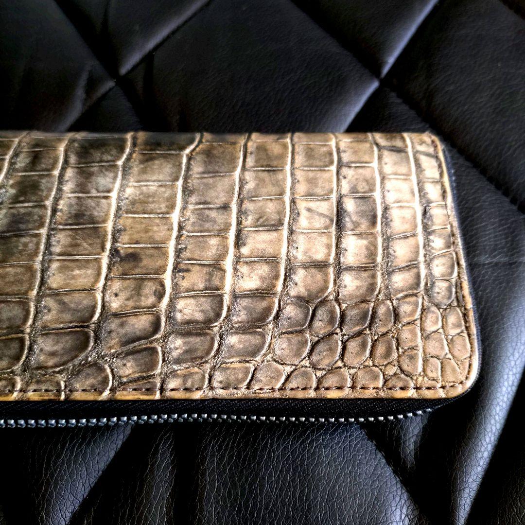 イサムカタヤマバックラッシュクロコダイル墨染め入り江ワニポロサス財布