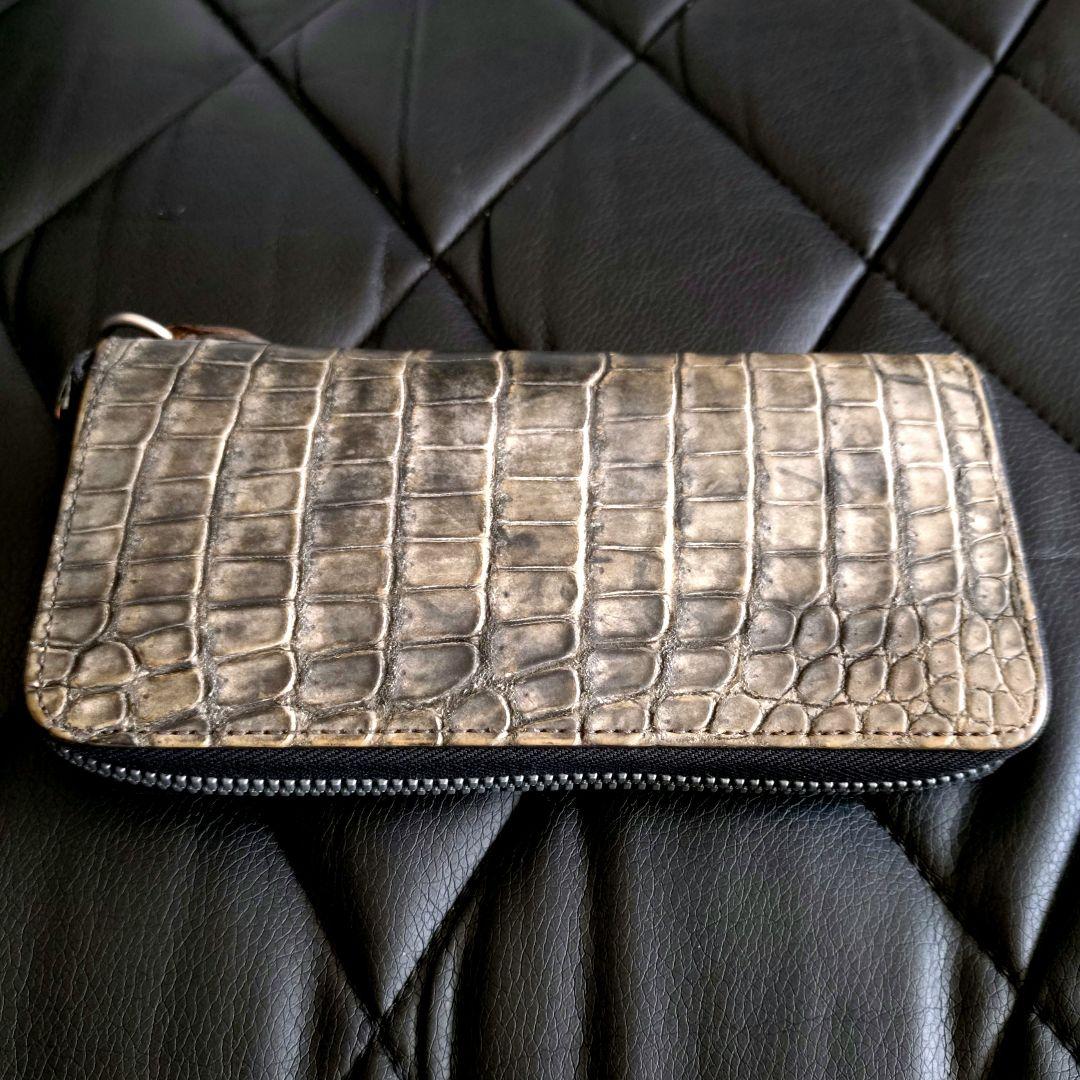 イサムカタヤマバックラッシュクロコダイル墨染め入り江ワニポロサス財布