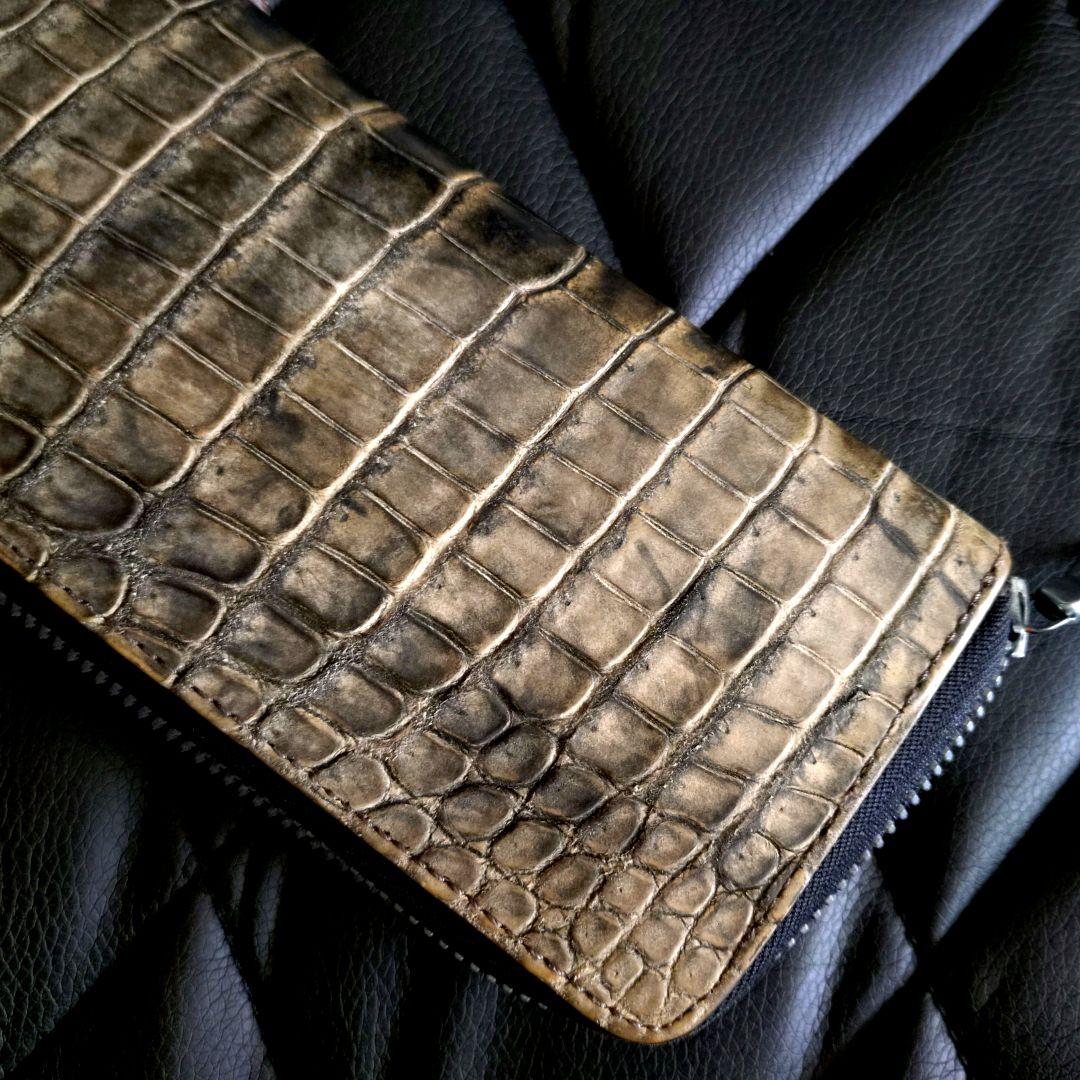 イサムカタヤマバックラッシュクロコダイル墨染め入り江ワニポロサス財布
