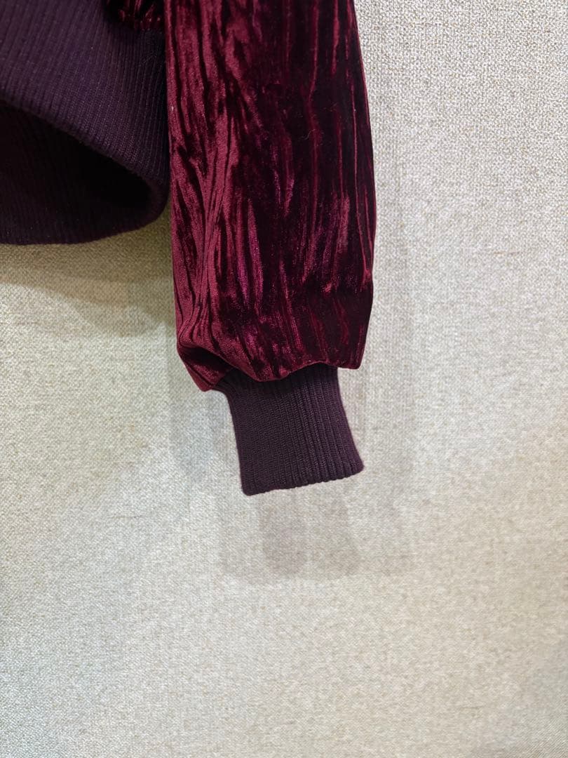 Stussy バーガンディ ベルベット ジャケット 光沢ブルゾン ステューシー