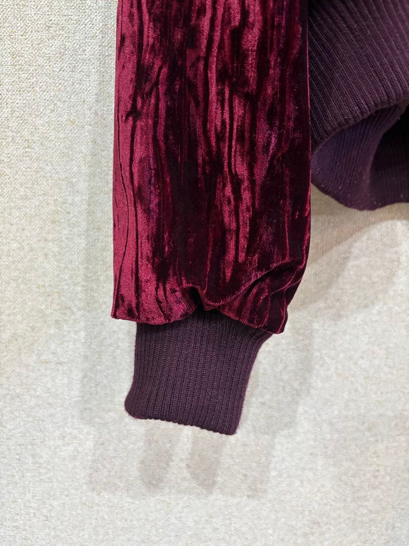 Stussy バーガンディ ベルベット ジャケット 光沢ブルゾン ステューシー