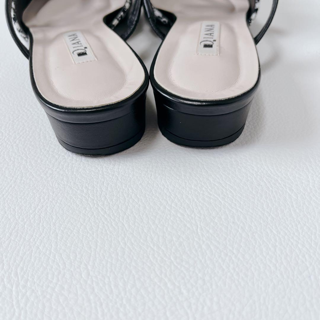未使用級✨DIANA 千鳥柄　Tストラップ　ミュール プチリボン　ローヒール