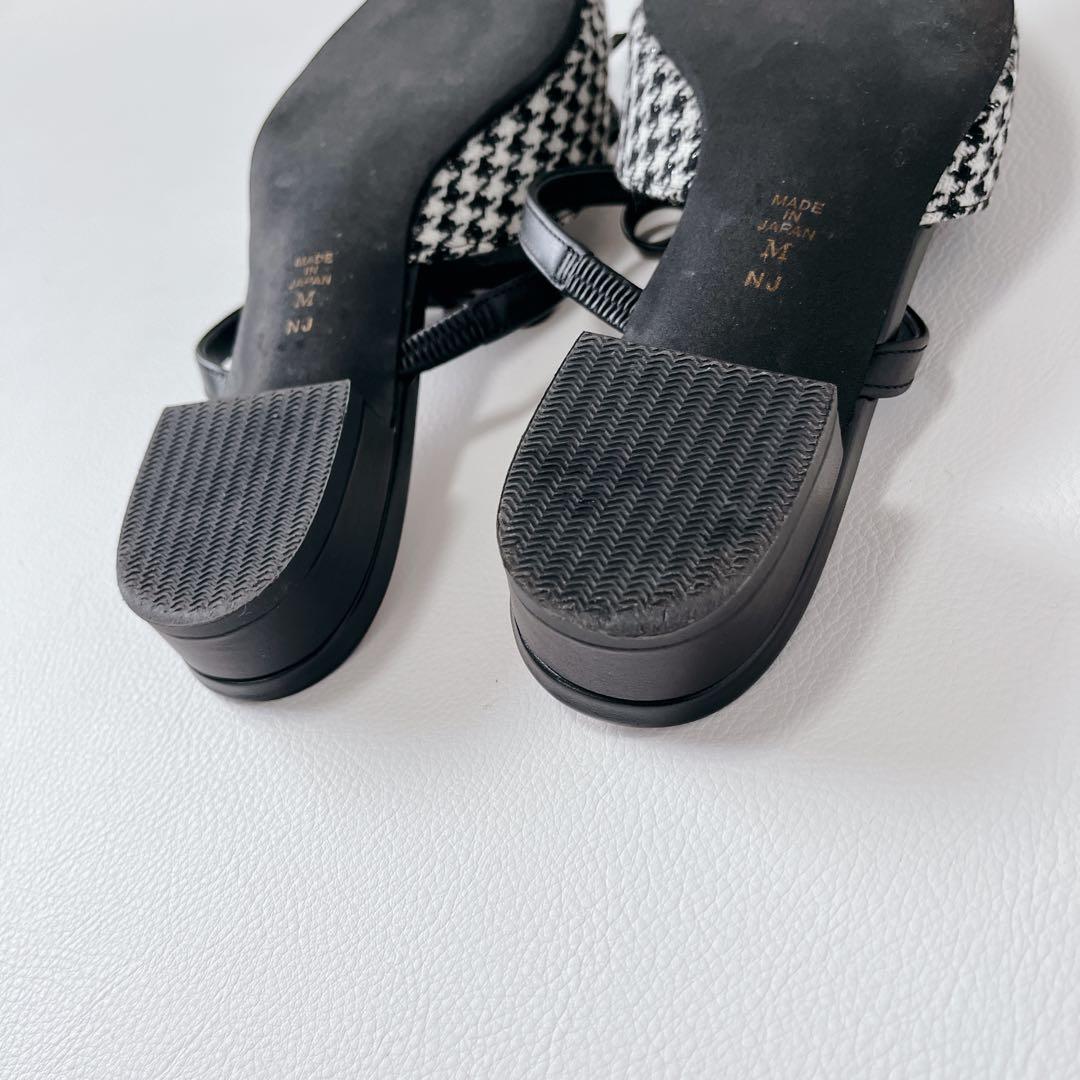 未使用級✨DIANA 千鳥柄　Tストラップ　ミュール プチリボン　ローヒール