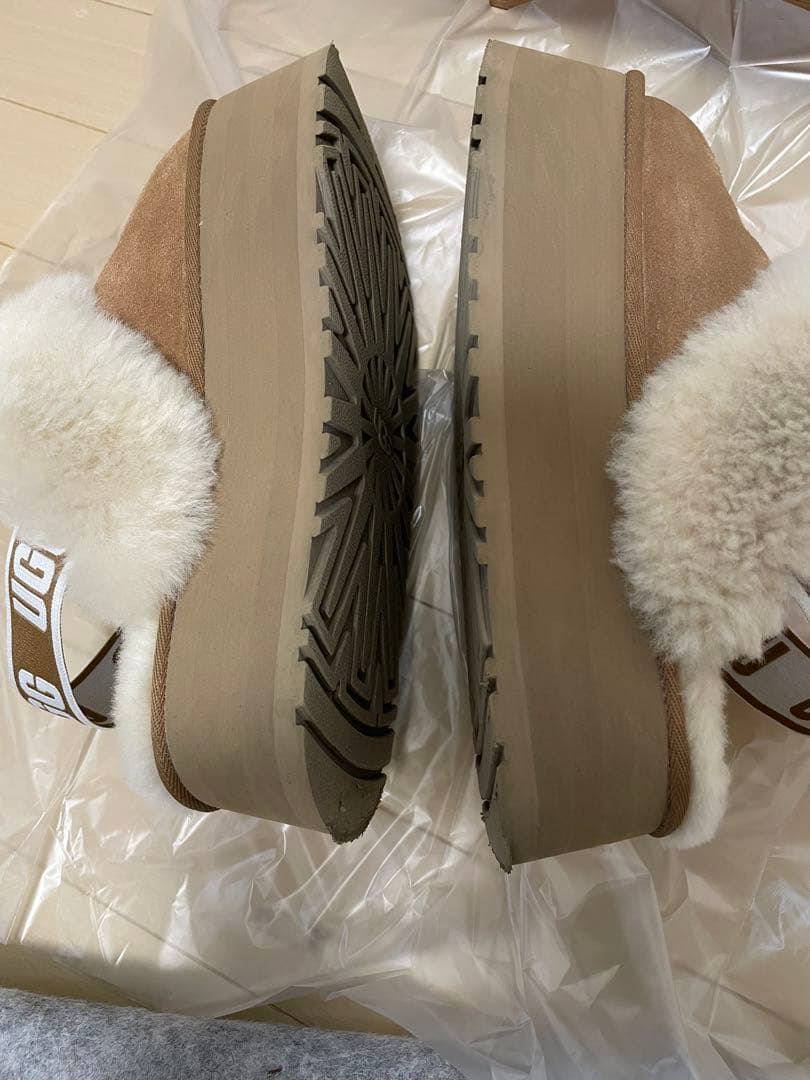 ugg ファンケット　24cm 厚底　ムートン　スリッポン　チェスナット