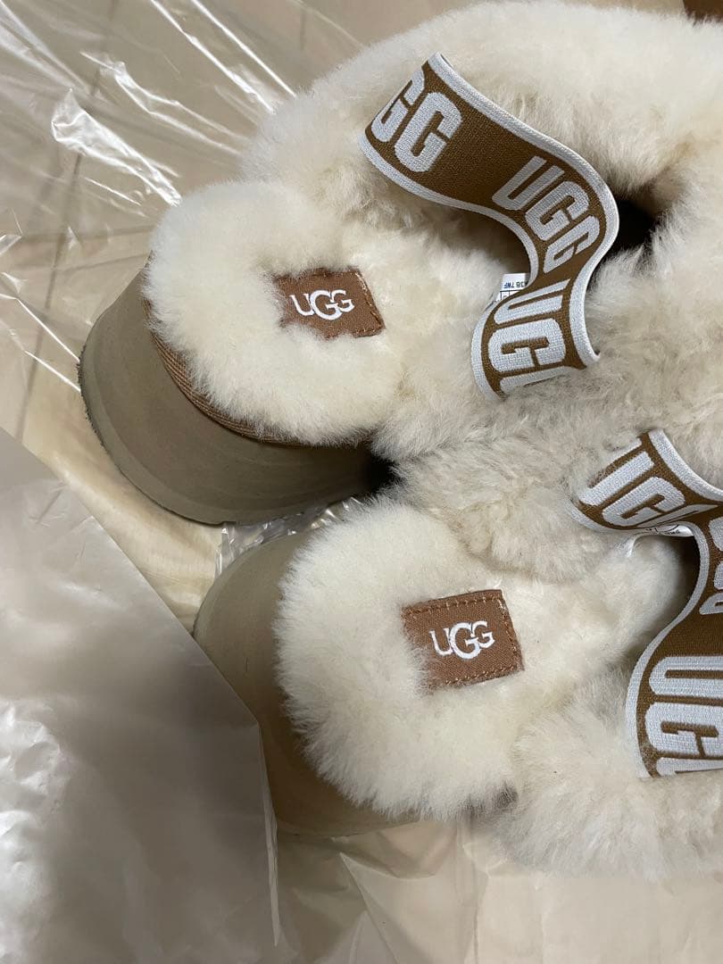 ugg ファンケット　24cm 厚底　ムートン　スリッポン　チェスナット