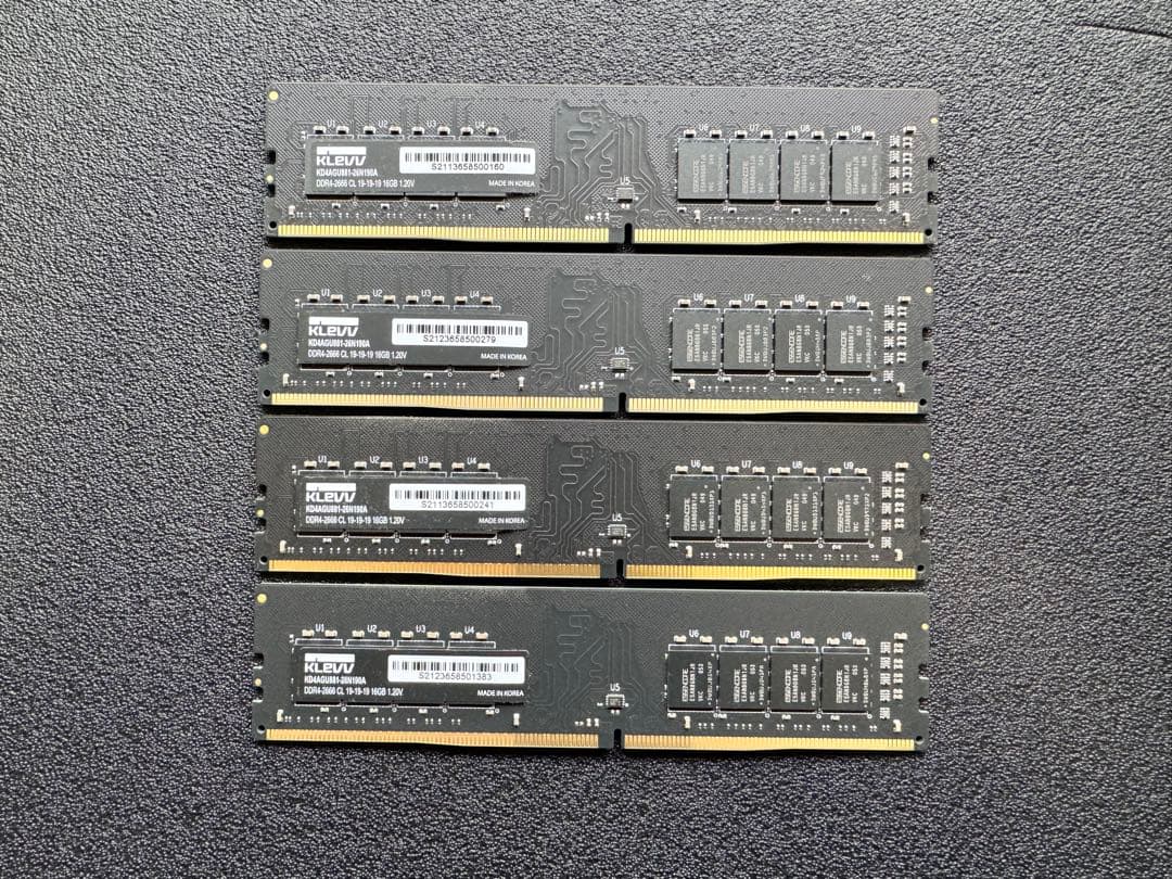 KLEVV メモリ DDR4 2666 PC4-21300 16GB x 4枚