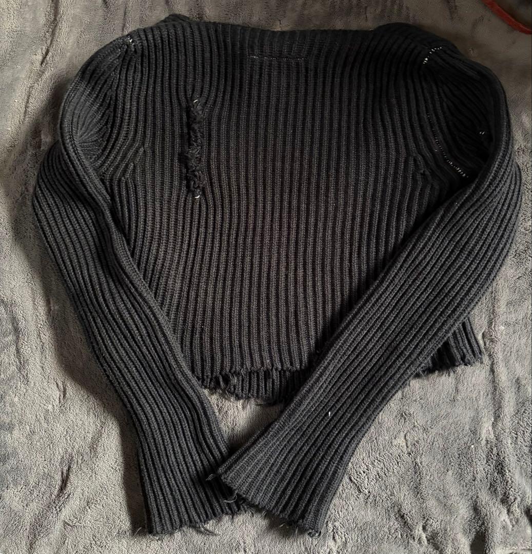 MM6 ライダース風カーディガン　ダメージ