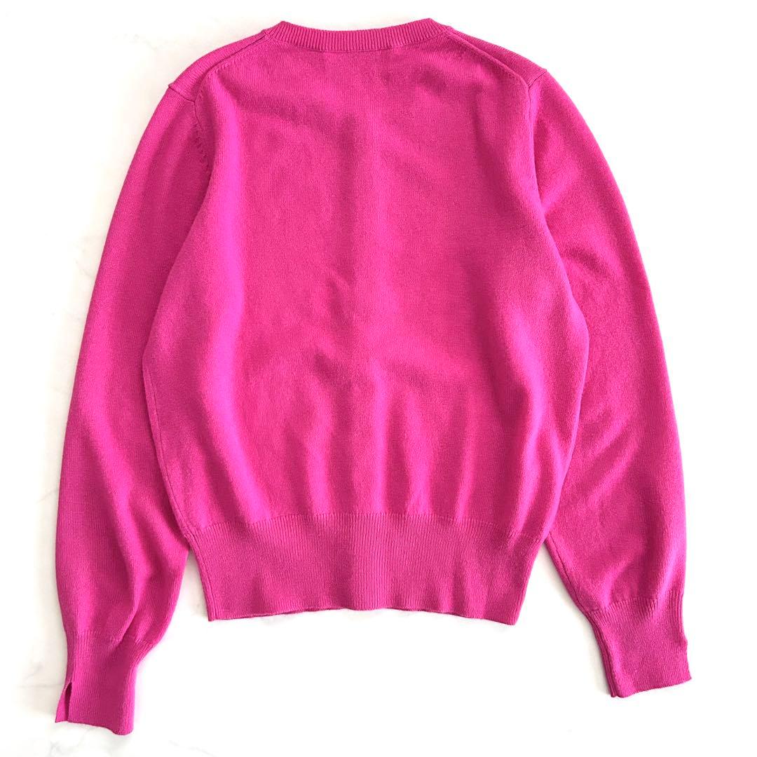 ギャルリーヴィー カシミヤ100% クルーネックカーディガン ピンク