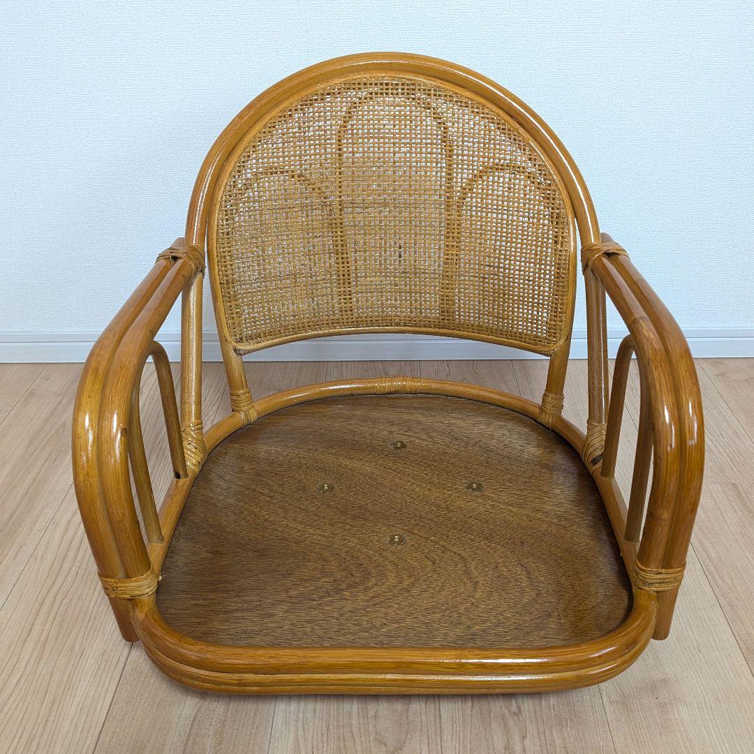 【未使用】 ラタン　回転座椅子　ロータイプ　1脚 ベージュ クッション