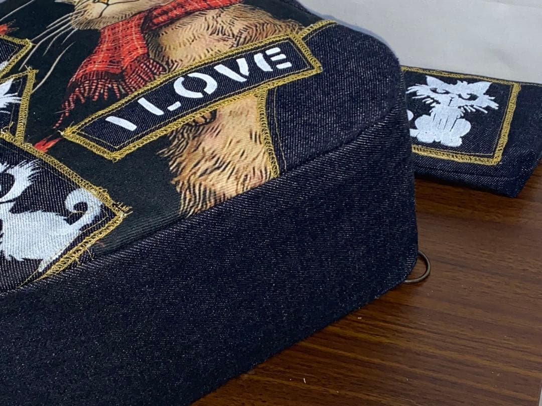 ☆岡山デニム☆ステンシル☆トラネコ☆☆4wayボストンバッグ