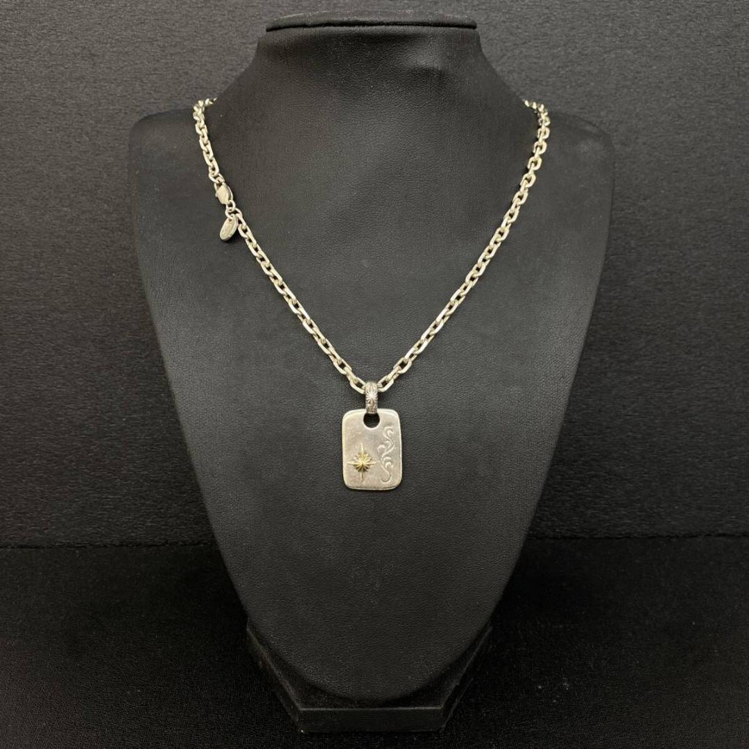 SAAD K18 サンシンボル シルバー アラベスク スクエアプレートペンダント