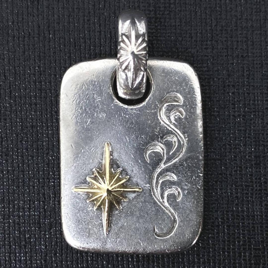 SAAD K18 サンシンボル シルバー アラベスク スクエアプレートペンダント