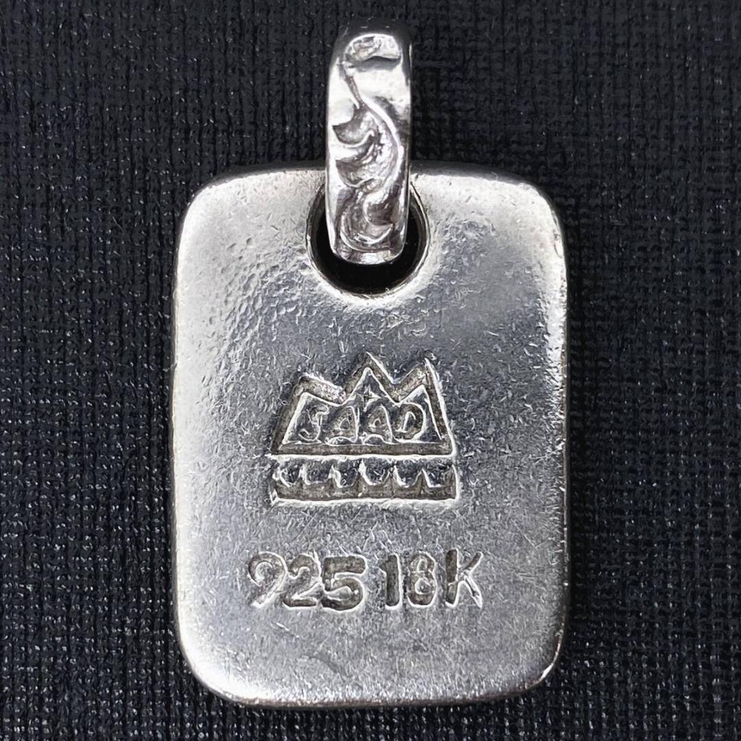 SAAD K18 サンシンボル シルバー アラベスク スクエアプレートペンダント