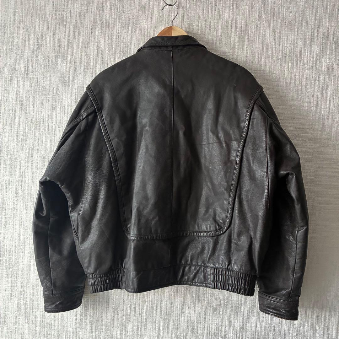 80's ヴィンテージ レザー ボンバージャケットダークブラウン A-2 G-1