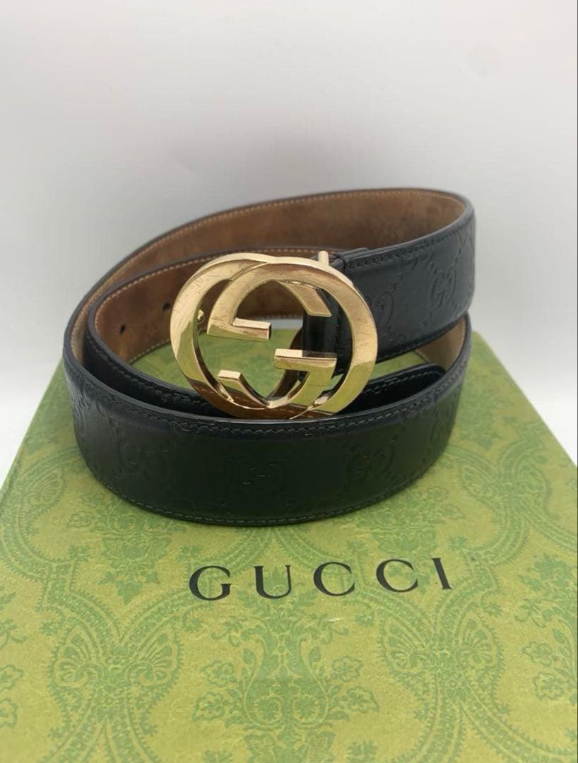 GUCCI グッチ ベルト CWC1G ブラック レザー インターロッキングG