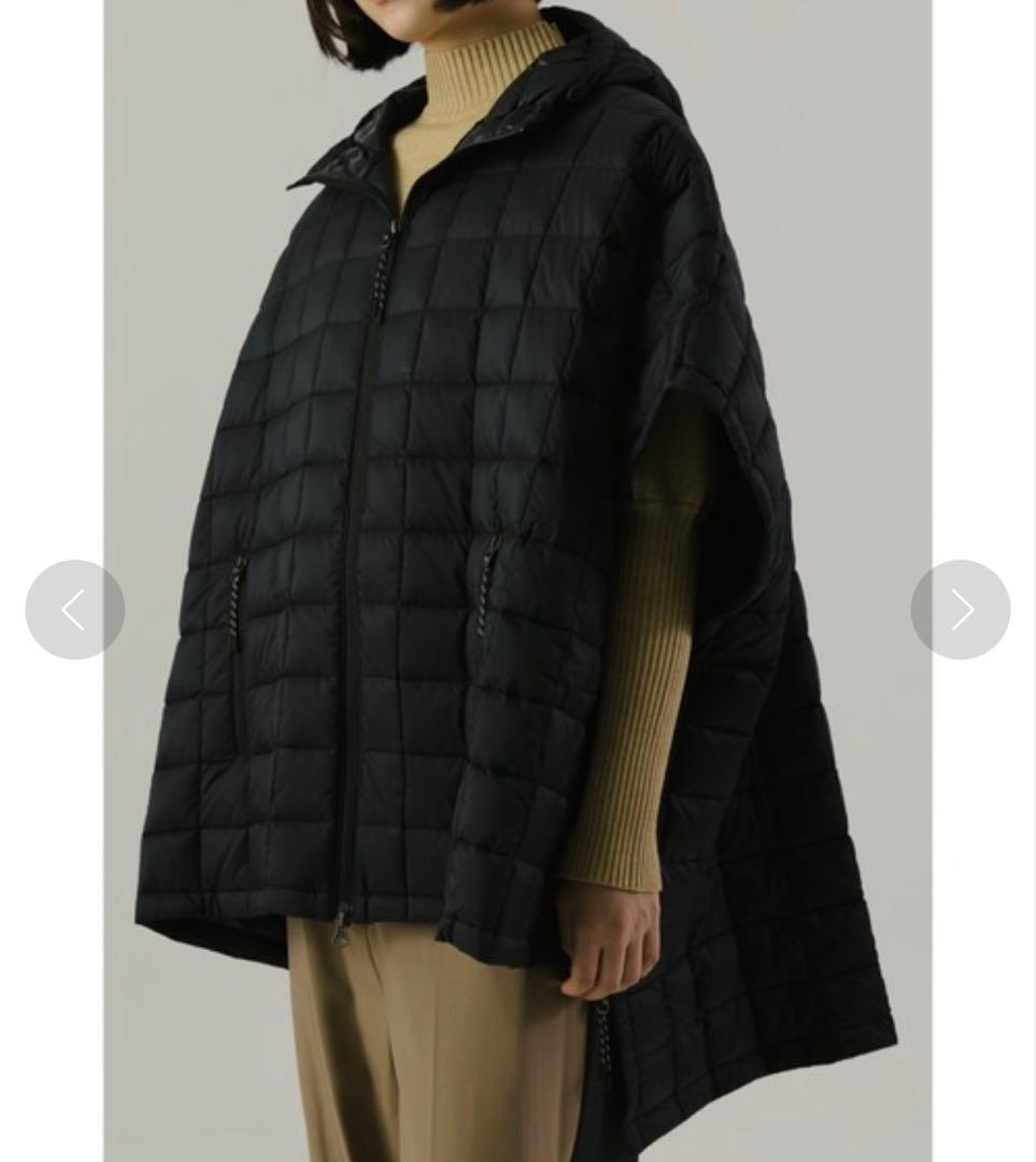 TAION タイオン マウンテン オープンフロント ダウンポンチョ　コート　黒