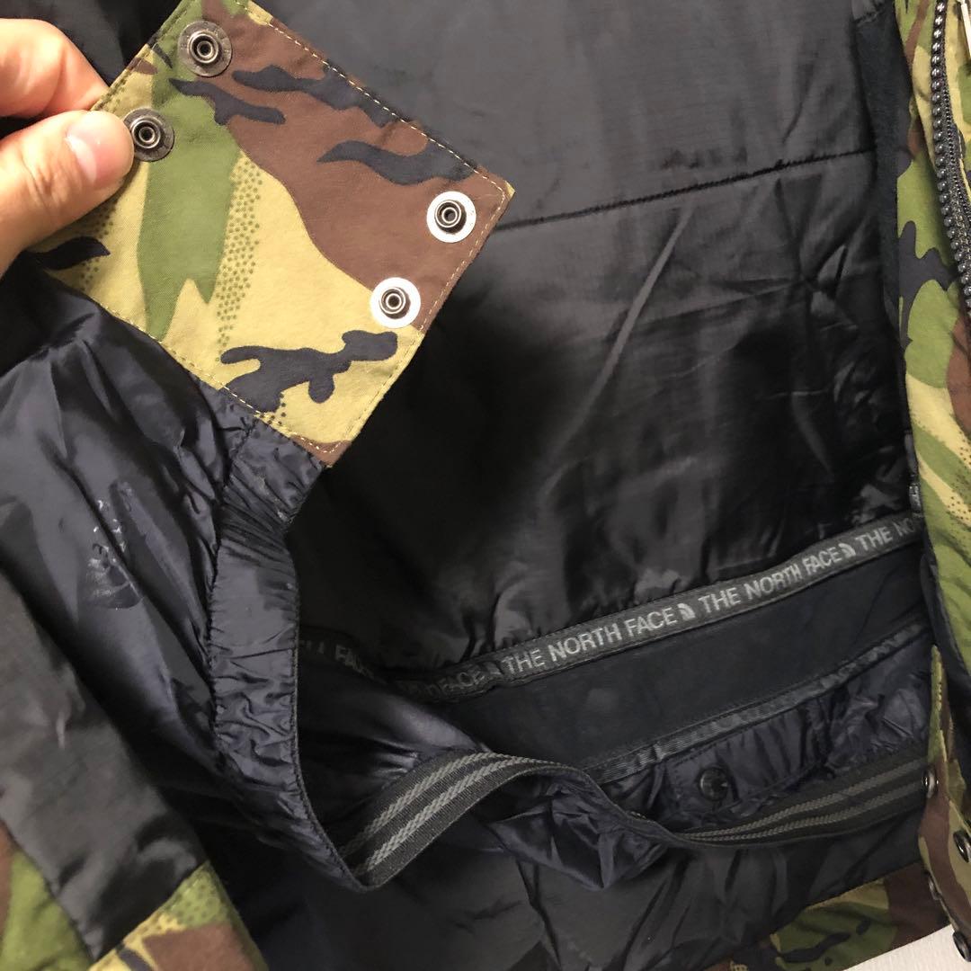 ノースフェイス迷彩カモ柄 L中綿スノーボードウェアマウンテンジャケットダウン