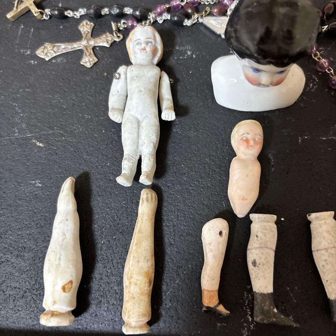 アンティーク　 ビスクドール　パーツ　etc ジャンクドロワーセット