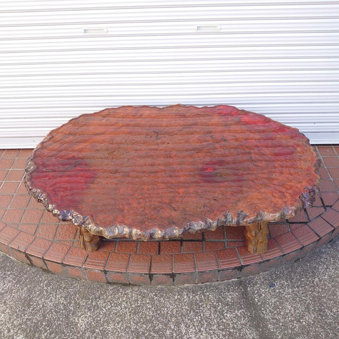 天然木一枚板 花梨 丸座卓 ローテーブル 和風家具 美品