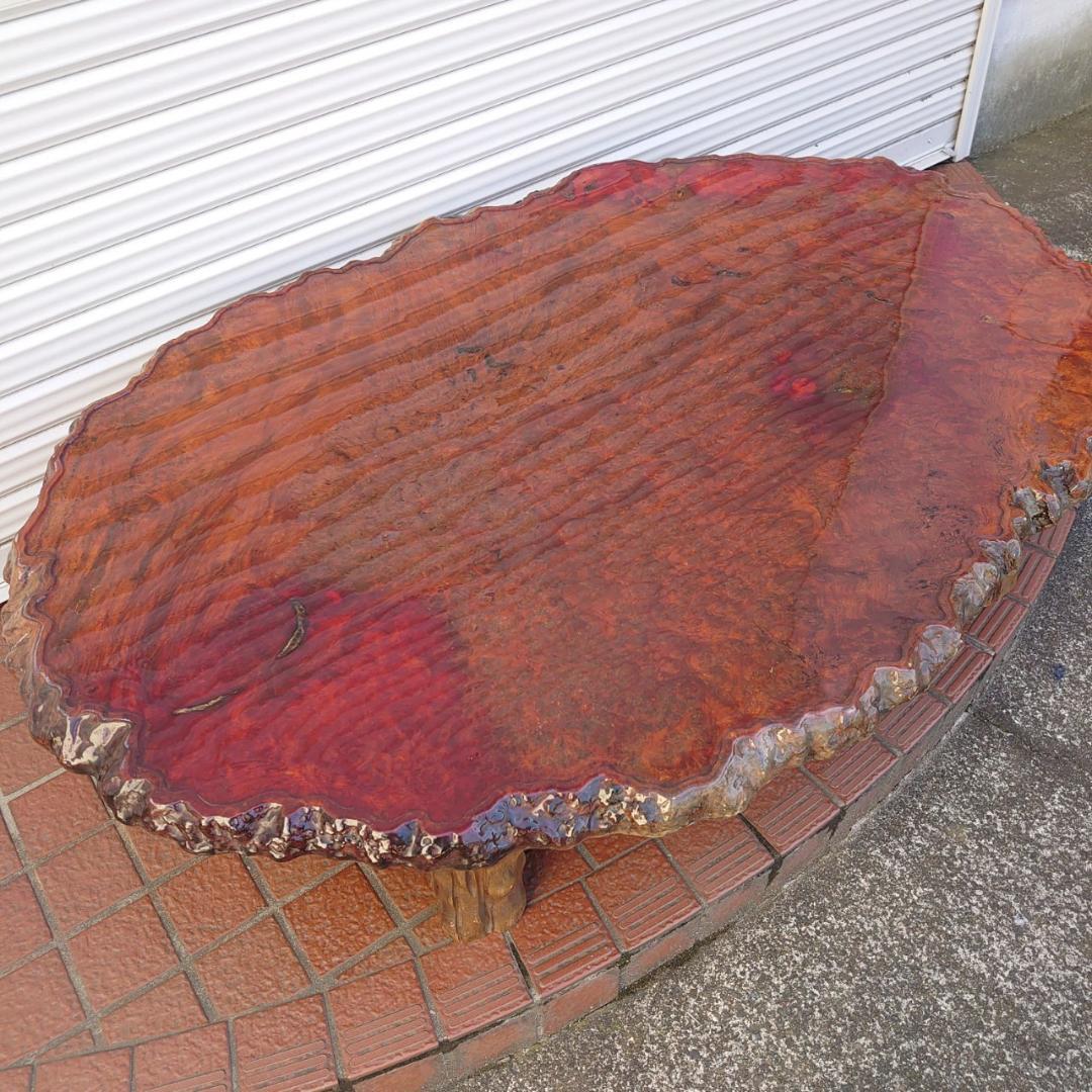 天然木一枚板 花梨 丸座卓 ローテーブル 和風家具 美品