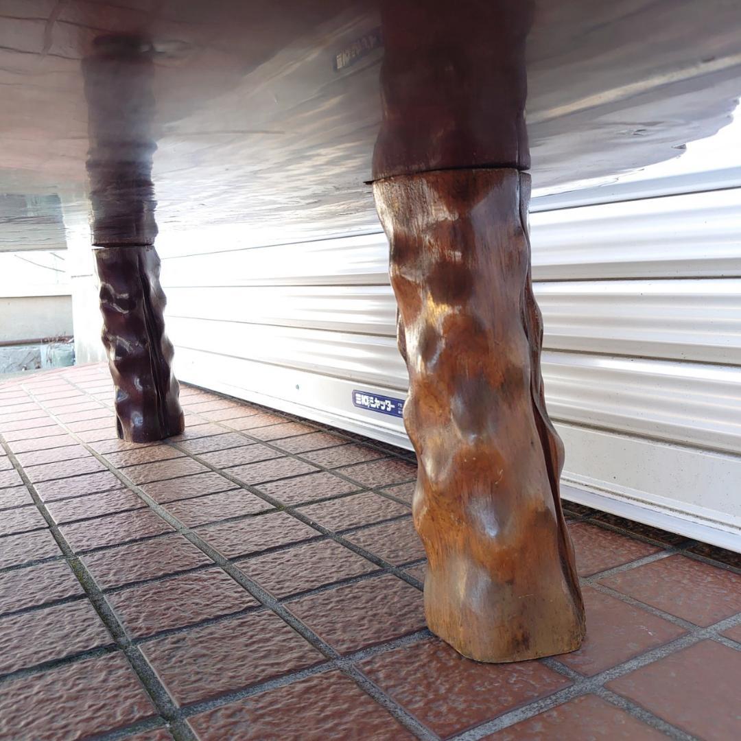 天然木一枚板 花梨 丸座卓 ローテーブル 和風家具 美品