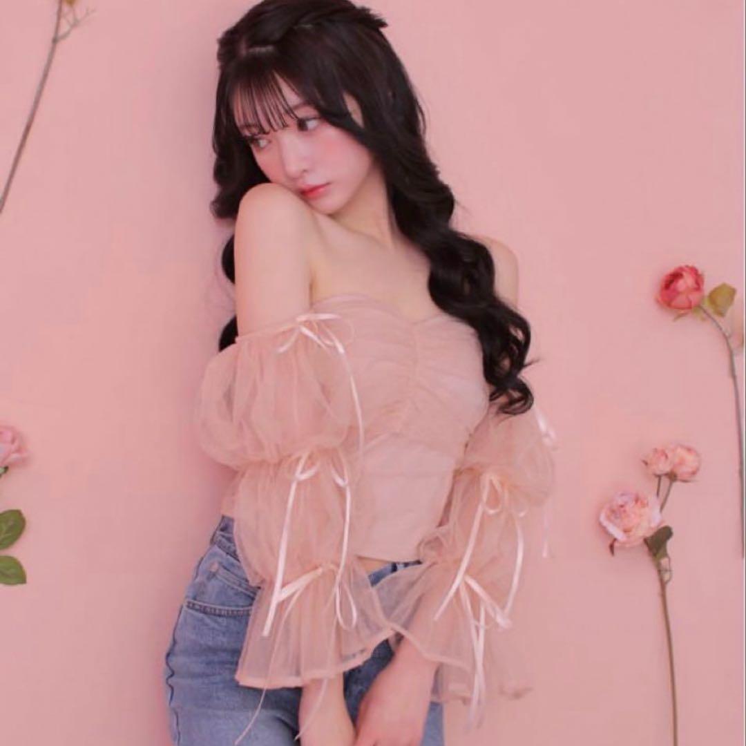 最終値下げ☆m me eme エムミーエメ キャンディスリーブチュール トップス