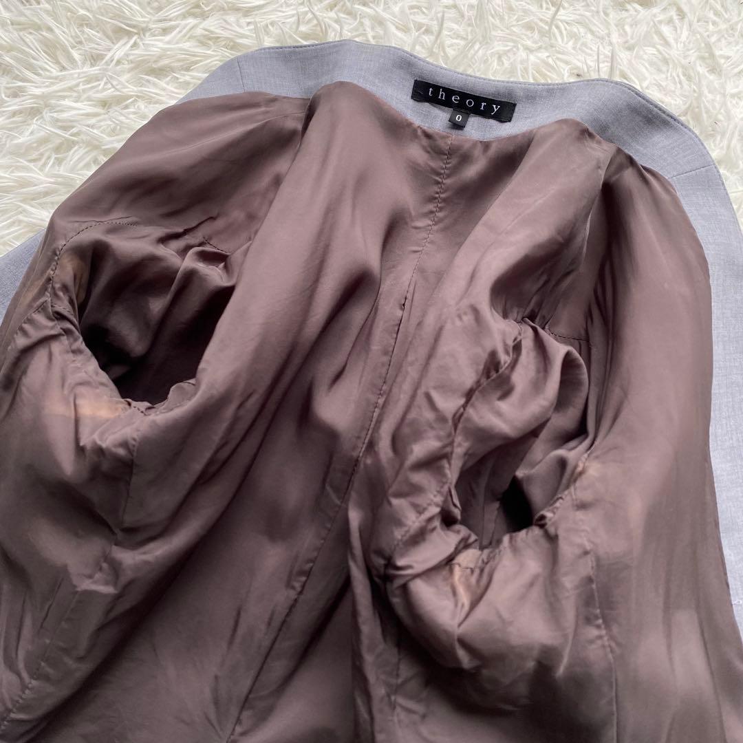 theory ノーカラージャケット パンツスーツ セットアップ グレー M