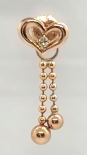 片耳　クレージュCourreges K18ダイヤハートの2wayピアス