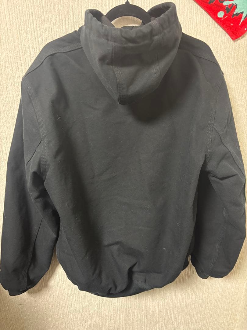 カーハート ダックパーカー　アクティブジャケット　刺繍　黒 ダック生地 usa製