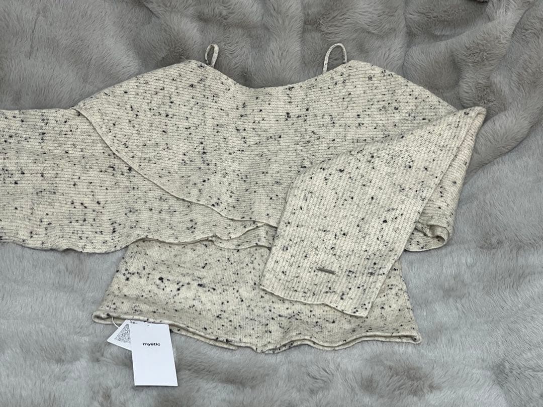 mystic クロスニットスリットキャミSET アイボリー　タグ付き