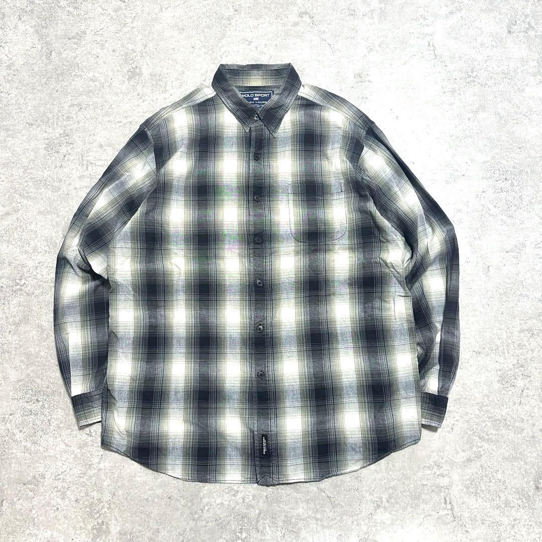 90s POLO SPORT ポロスポーツ オンブレチェックシャツ ブラック